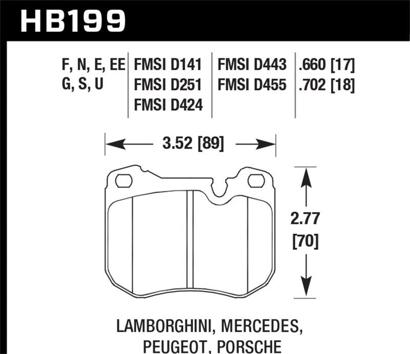 Hawk 86-89 Mercedes 560SL / 77-88 Porsche 924 / 78-81 928 / 83-89 944 DTC-70 Front Race Brake Pads-Brake Pads - Racing-Hawk Performance