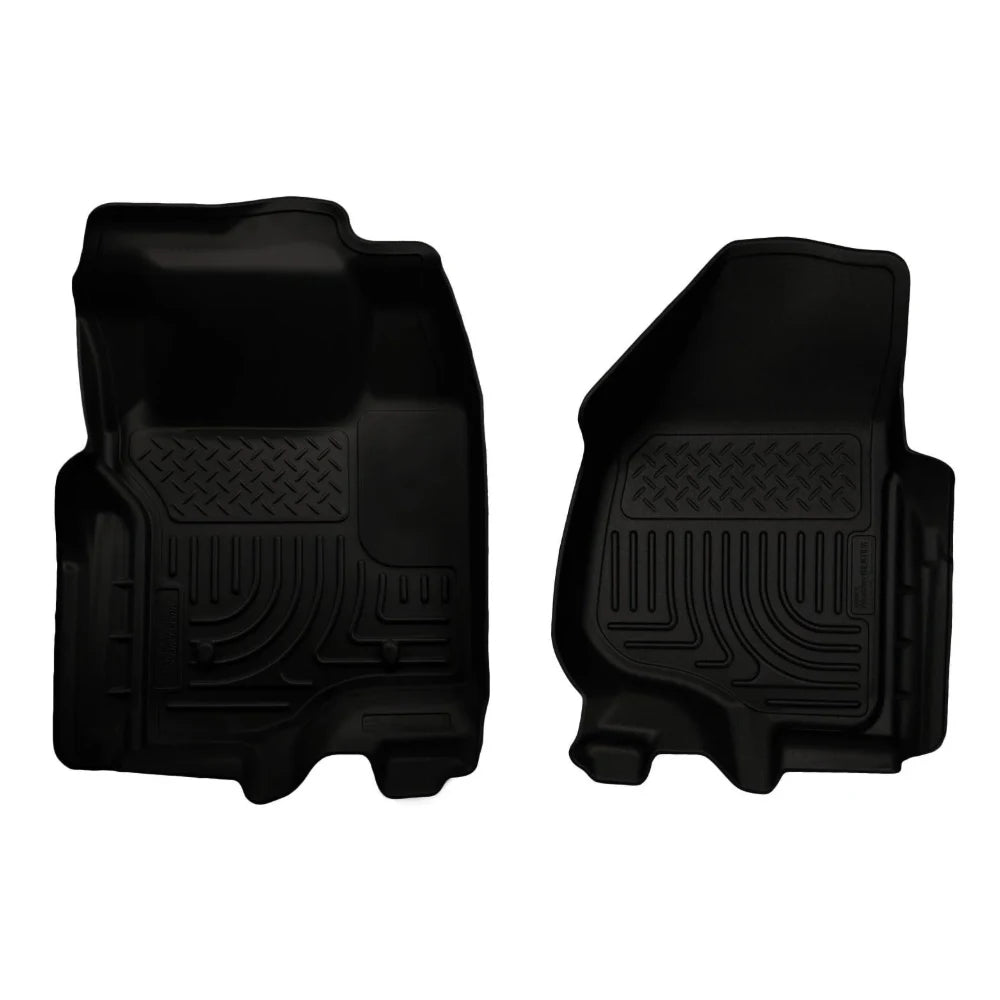 Husky Liners 11-12 Ford Super Duty Crew & Extended Cab WeatherBeater Front Row Black Floor Liners - Husky Liners HSL18731