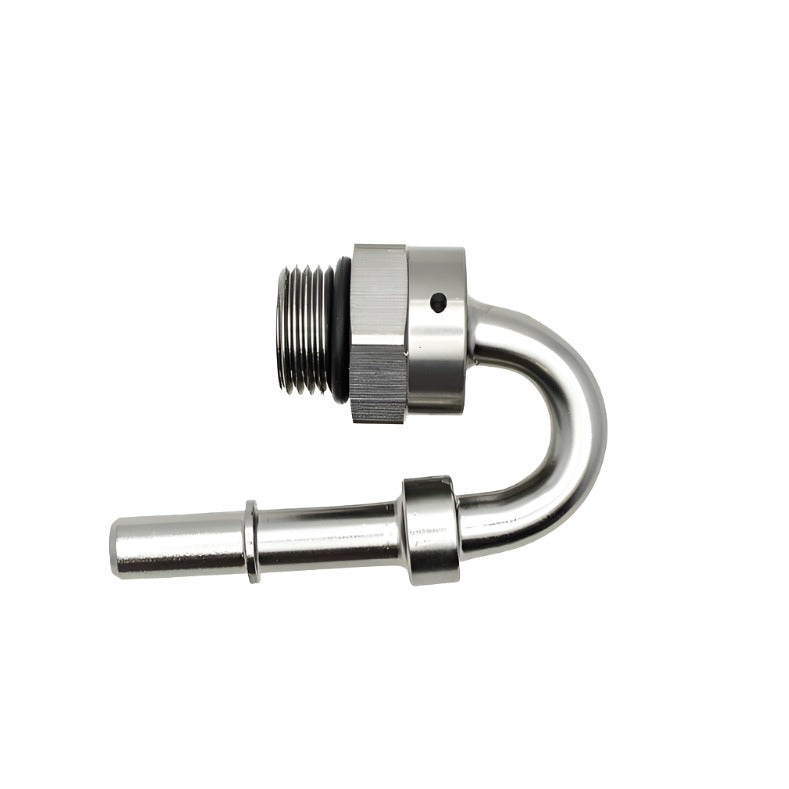 DeatschWerks 8AN ORB Male to 3/8in Male EFI Quick Connect Adapter 180-Degree - Anodized Matte Black-Fuel Components Misc-DeatschWerks