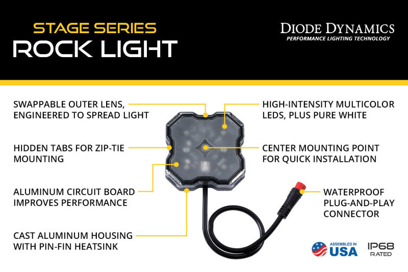 DIODD7440-Diode Dynamics Stage Series RGBW LED Rock Light (one)-Light Accessories and Wiring-Diode Dynamics