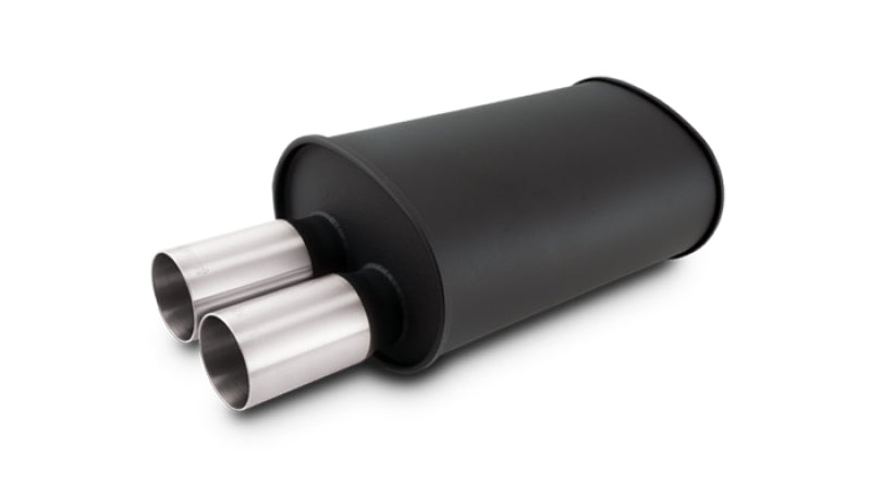 Vibrant Streetpower Flat Blk Muffler 9.5x6.75x15in Body Inlet ID 3in Tip OD 3in w/Dual Straight Tips-Muffler-Vibrant