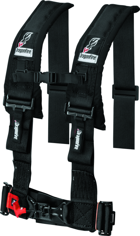 DFR521354-DragonFire Racing Harness- H-Style- 4-Point- 3in Buckle- Black-Seat Belts & Harnesses-DragonFire Racing
