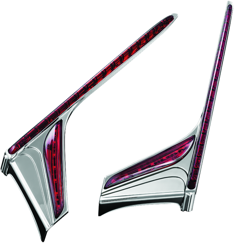 KUR3237-Kuryakyn L.E.D. Vertical Rear Light Strips 12-17 GL1800 Chrome Red Lens-Light Bars & Cubes-Kuryakyn