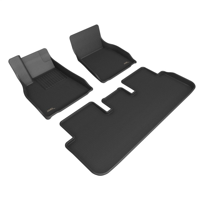 ACEL1TL03801509-3D MAXpider KAGU Floor Mat (BLACK) Tesla Model S 2021-2023 - Full Set-Floor Mats - Rubber-3D MAXpider