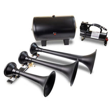Load image into Gallery viewer, KLEHK9-Kleinn Triple Black Horn Kit w/ 150 PSI Waterproof 5.0 gal Air Tank-Horns-Kleinn Air Horns