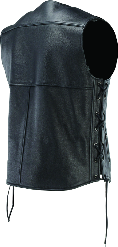 RIV094433-River Road Old Skool Leather Vest Black - Large-Vests-River Road