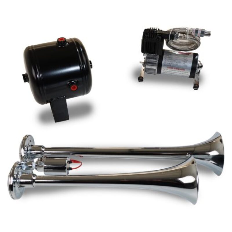 KLEHK2-Kleinn Dual Chrome Horn Kit w/ 120 PSI Air Compressor / 0.5 gal Air Tank-Horns-Kleinn Air Horns