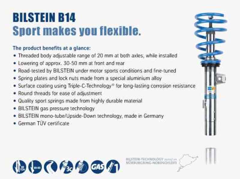 BIL47-241343-Bilstein B14 2015 Mercedes Benz C300 Front and Rear Performance Suspension System-Coilovers-Bilstein