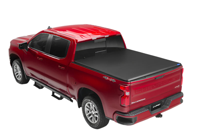 Lund 04-15 Nissan Titan (5.5ft. Bed) Hard Fold Tonneau Cover w/Bracket Kit - Black-Tonneau Covers - Hard Fold-LUND