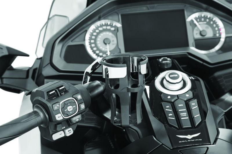 KUR6494-Kuryakyn Reflex Drink Handlebar Honda Goldwing DCT Left Side Mount Chrome-Cup Holders-Kuryakyn