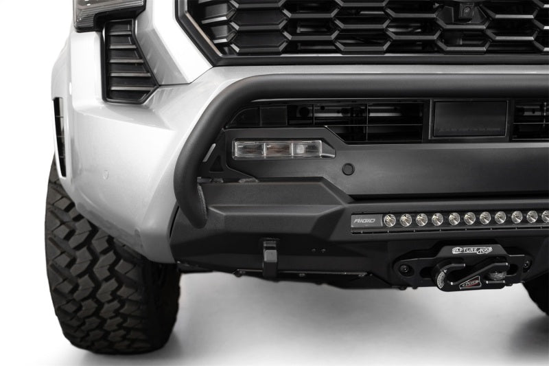 ADDF6703512601NA-ADD 2024+ Toyota Tacoma Stealth Center Mount Winch Front Bumper w/ Top Hoop-Bumpers - Steel-Addictive Desert Designs