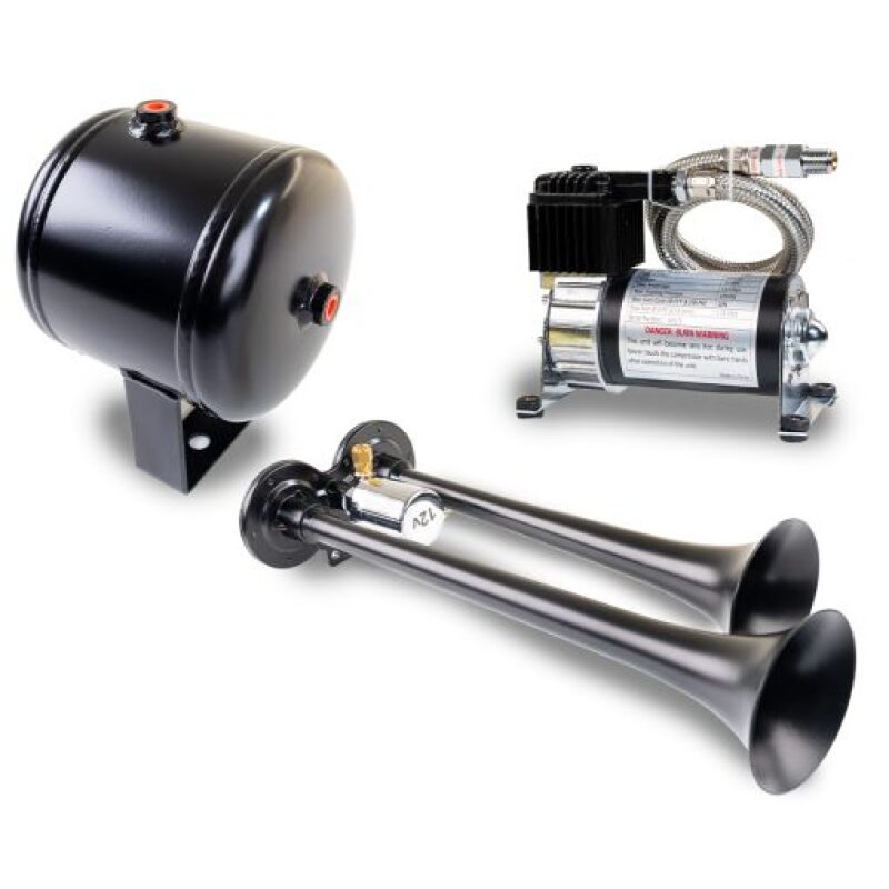 KLEHK2-1-Kleinn Dual Black Horn Kit w/ 120 PSI Air Compressor / 0.5 gal Air Tank-Horns-Kleinn Air Horns