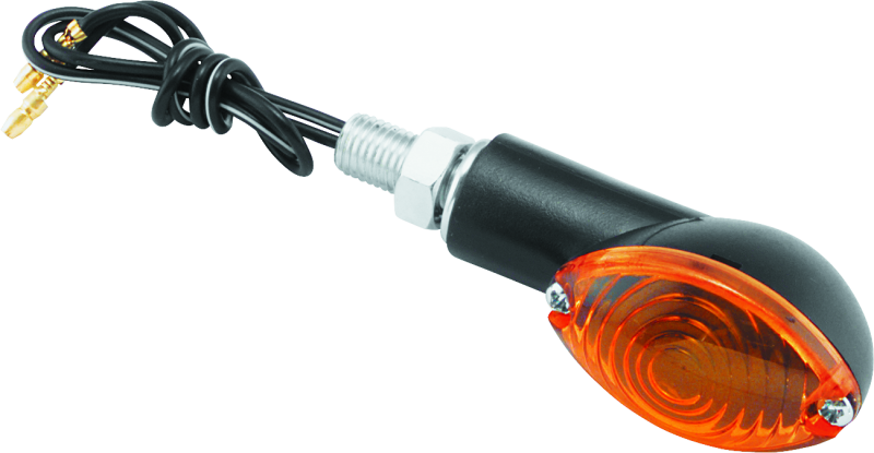 BKM266016-BikeMaster Ministalk Marker Light Oval - Black/Amber-Sidemarkers & Indicators-Bike Master