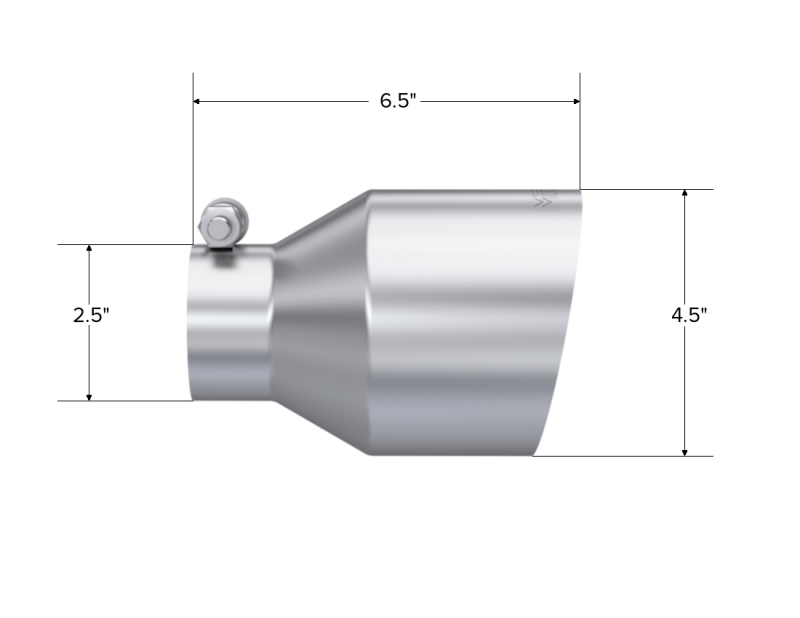 MBRPT5191-MBRP Universal Stainless Steel Tip 2.5in ID / 4.5in OD Out / 6.5in Length Angle Cut Single Wall-Tips-MBRP