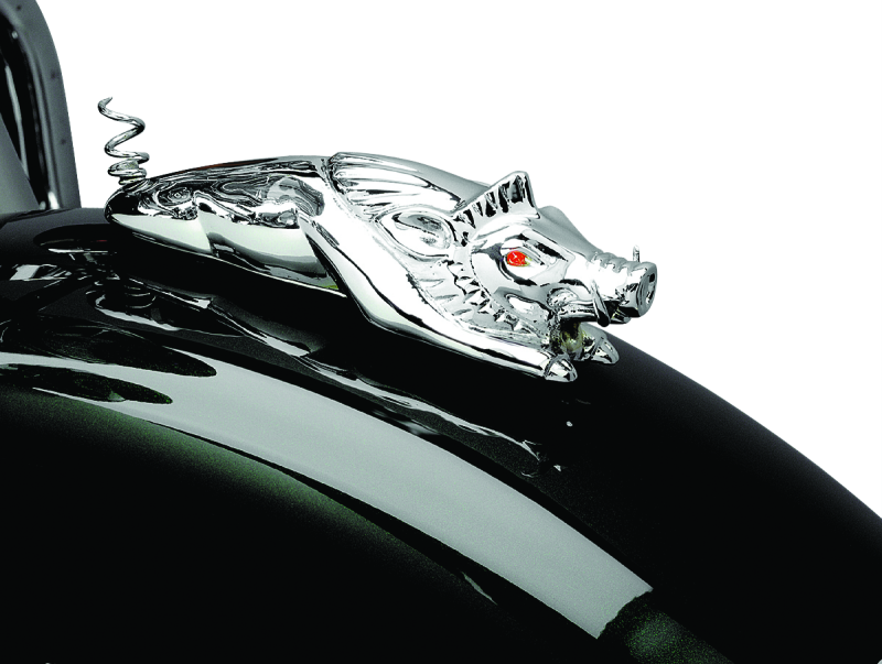 KUR9022-Kuryakyn Wild Boar Fender Ornament Chrome-Exterior Trim-Kuryakyn