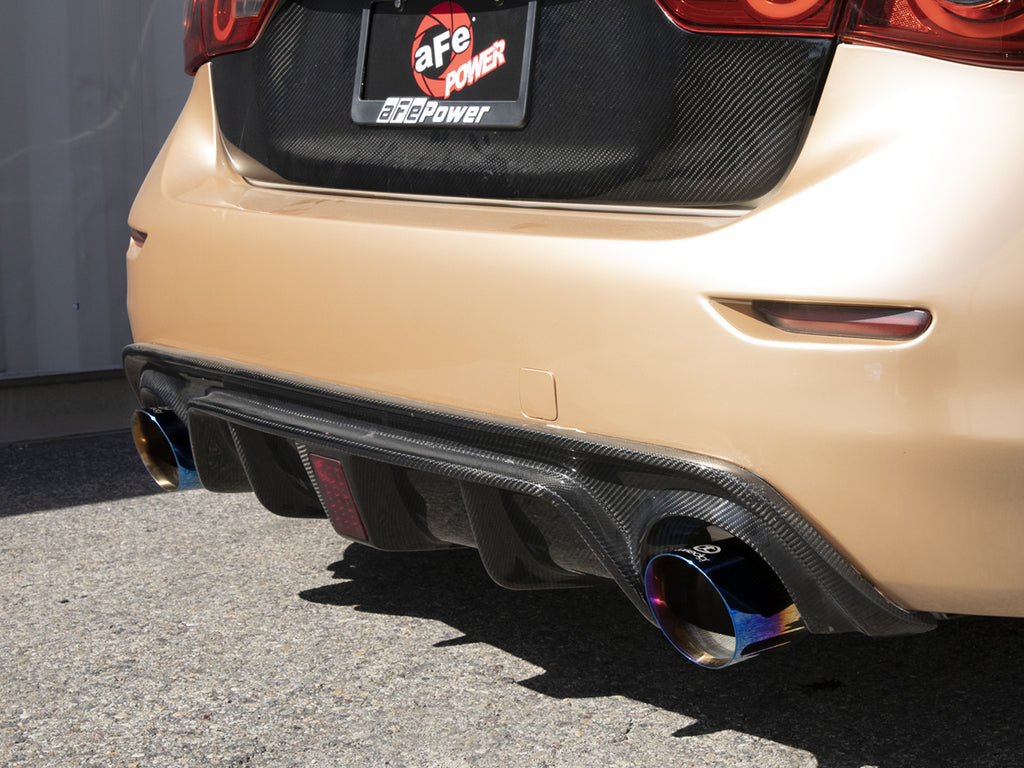 aFe aFe 14-15 Infiniti Q50 V6 3.7L Takeda 2-1/2in 304 SS Cat-Back Exhaust System w/ Blue Flame Tips