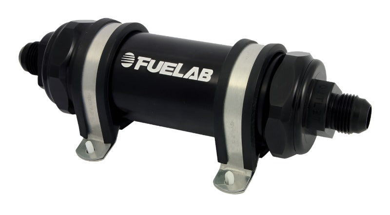 Fuelab 828 In-Line Fuel Filter Long -10AN In/Out 10 Micron Fabric - Black-Fuel Filters-Fuelab