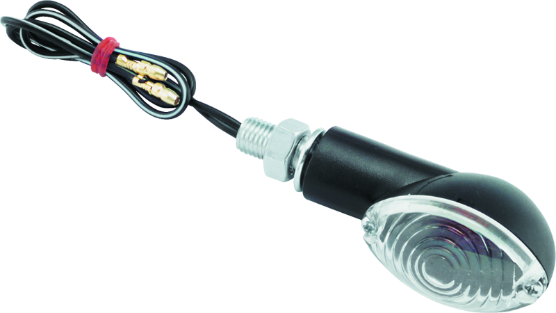 BKM266017-BikeMaster Ministalk Marker Light Oval - Black/Clear-Sidemarkers & Indicators-Bike Master