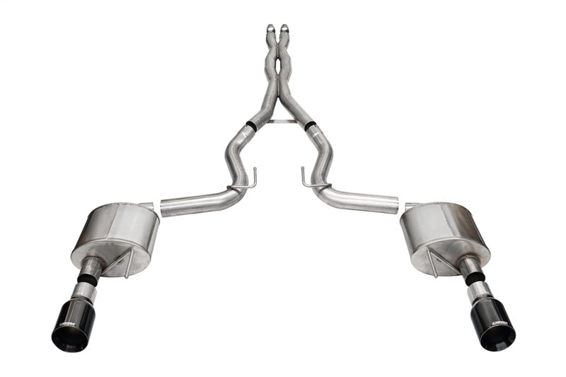 Corsa 24 Ford MustangGT Xtreme Cat-Back Ex.Sys 3.0in Dual Rear Exit w/4.5in Blk PVD StraightCut Tip-Catback-CORSA Performance