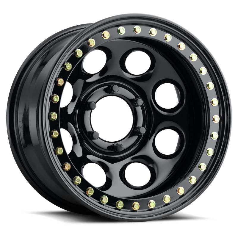 RCLRT8178012-Raceline RT81 Rock 8 17x8in / 5x114.3 BP / -25mm Offset / 83.82mm Bore - Gloss Black Beadlock Wheel-Wheels - Steel-Raceline