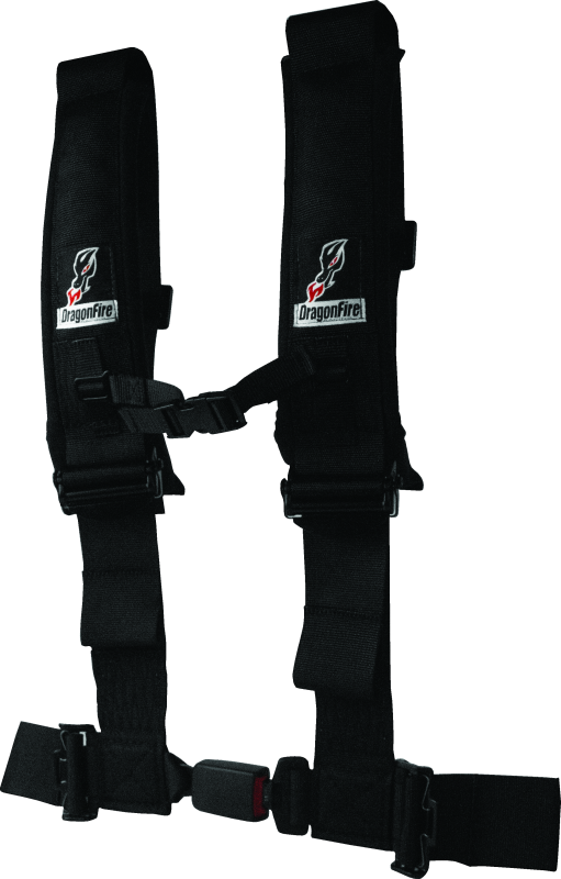 DFR522046-DragonFire Racing Harness H-Style- 4-Point- EZ-Adjust- 3in Buckle- Black-Seat Belts & Harnesses-DragonFire Racing
