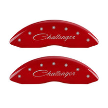 Load image into Gallery viewer, MGP12162SCLSRD-MGP 4 Caliper Covers Engraved Front &amp; Rear Cursive/Challenger Red finish silver ch-Caliper Covers-MGP