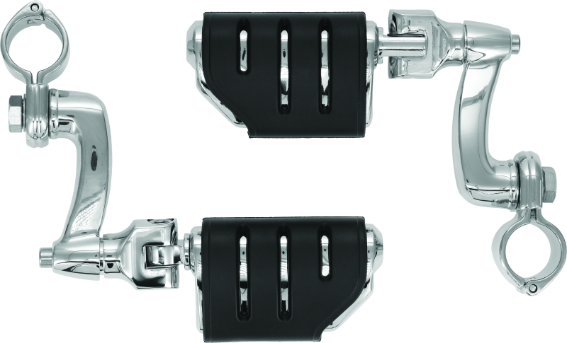KUR7555-Kuryakyn Trident Dually Longhorn Offset 1-1/4inch Clamp Chrome-Footpegs-Kuryakyn