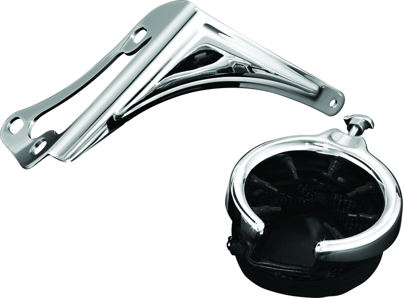 KUR1482-Kuryakyn Passenger Drink Holder With Basket 98-13 Touring Right Side Chrome-Cup Holders-Kuryakyn