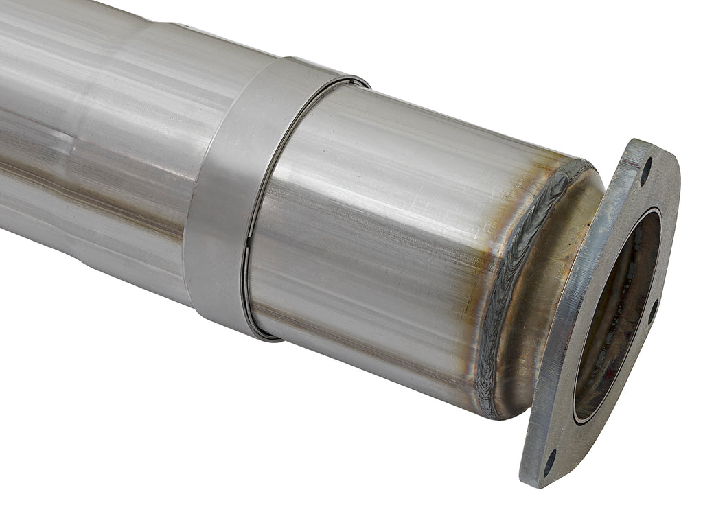 aFe aFe ATLAS 5in DPF-Back Alum Steel Exhaust System w/Polished Tip 2017 Ford Diesel Trucks V8-6.7L (td)