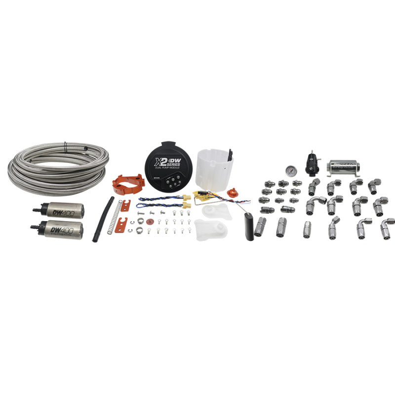 DeatschWerks 2006+ X2 Series Fuel Pump Module w/ Dual DW400 Pumps and Return PTFE Plumbing Kit-Fuel Pumps-DeatschWerks