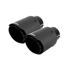 Load image into Gallery viewer, MISMMEXH-TIP-CFD25BK-Mishimoto 2x Carbon Fiber Muffler Tip 2.5in Inlet 3.5in Outlet Black-Muffler-Mishimoto