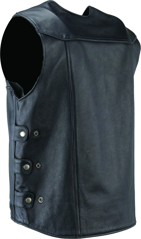 RIV094405-River Road Plains Leather Vest Black - Small-Vests-River Road