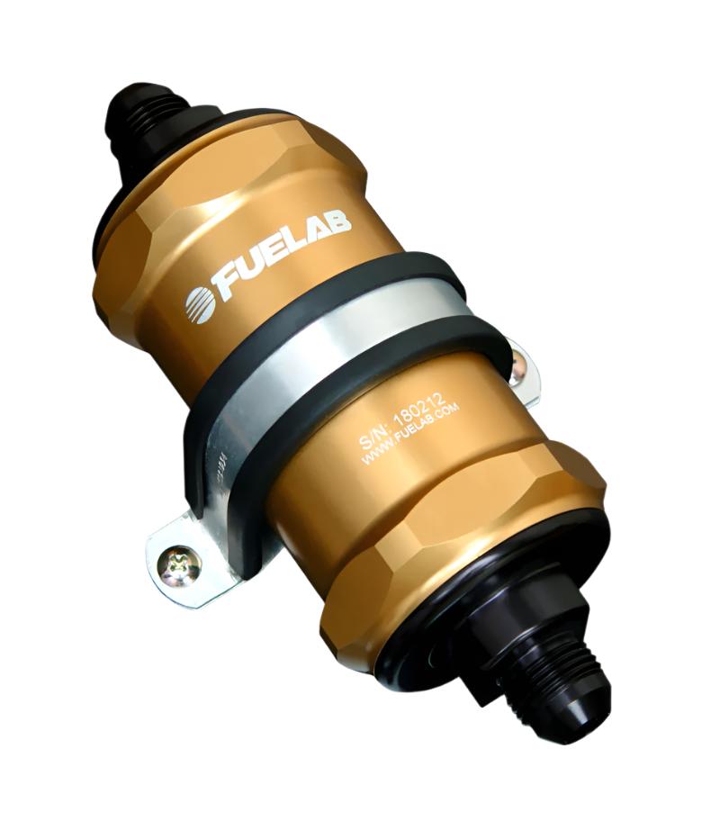 FLB81831-5-Fuelab 818 In-Line Fuel Filter Standard -6AN In/Out 6 Micron Fiberglass - Gold-Fuel Filters-Fuelab