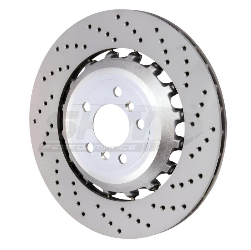 SHWBRR48181-SHW 11-16 BMW M5 4.4L Right Rear Cross-Drilled Lightweight Brake Rotor (34212284104)-Brake Rotors - Drilled-SHW Performance