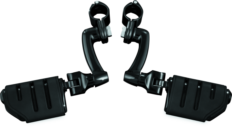 KUR7599-Kuryakyn Longhorn Trident Offset Highway Pegs With 1-1/2in Clamps Black-Footpegs-Kuryakyn