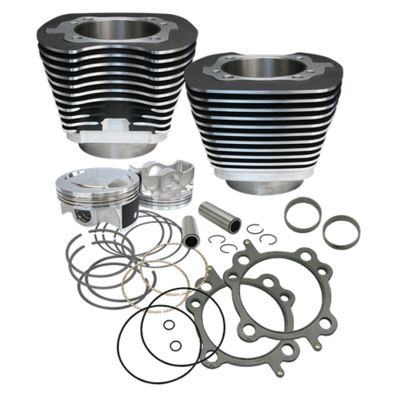 SSC910-0205-S&S Cycle 99-06 BT 97in Big Bore Cylinder Kit - Wrinkle Black-Piston Sets - Powersports-S&S Cycle