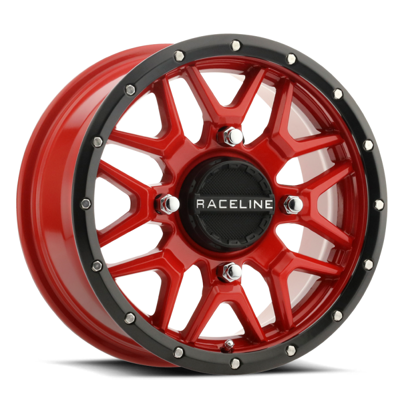 Raceline A94R Krank 14x7in / 4x110 BP / 10mm Offset / 83.8mm Bore - Red & Black Lip Wheel-Wheels - Cast-Raceline