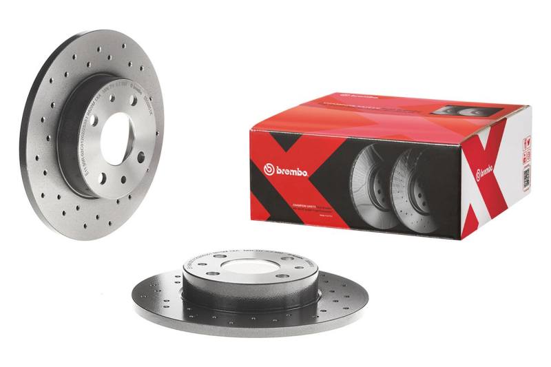 BRE09.7813.2X-Brembo 05-07 Subaru Impreza Rear Premium Xtra Cross Drilled UV Coated Rotor-Brake Rotors - Drilled-Brembo OE