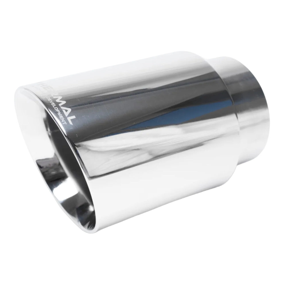 Thermal R&D 5408A Universal Exhaust Tip 5in Dia 8in Long 4in Inlet Angle Cut Polished