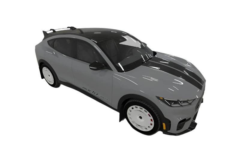 RALMF96-URXT-BLK-MBK-Rally Armor 2021-25 Ford Mach-E Rally Edition Black UR Mud Flap Metallic Black Logo-Mud Flaps-Rally Armor