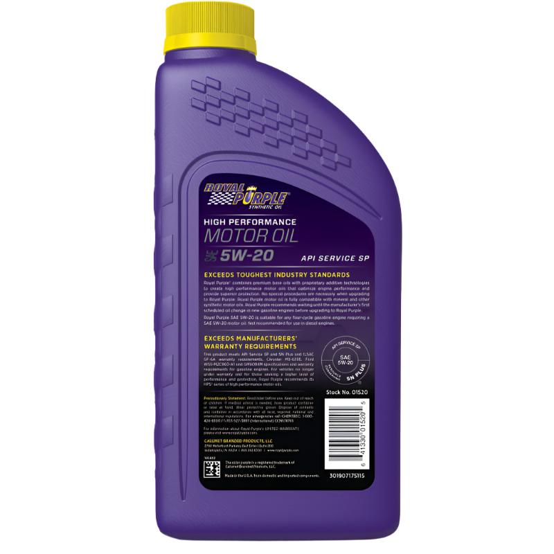 RLP06520-Royal Purple Premium Synthetic High Performance Multi-Grade 5W-20 Motor Oil - 1 Quart-Motor Oils-Royal Purple