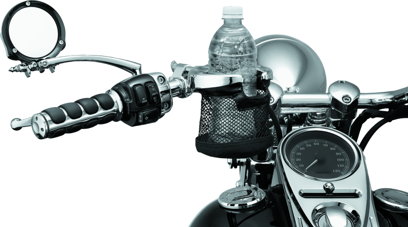 KUR1422-Kuryakyn Mesh Basket Universal Drink Holder 1in Clamp Chrome-Cup Holders-Kuryakyn