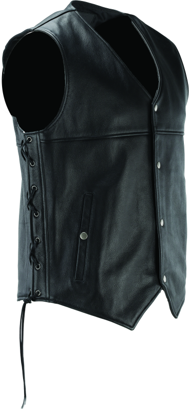 RIV094433-River Road Old Skool Leather Vest Black - Large-Vests-River Road