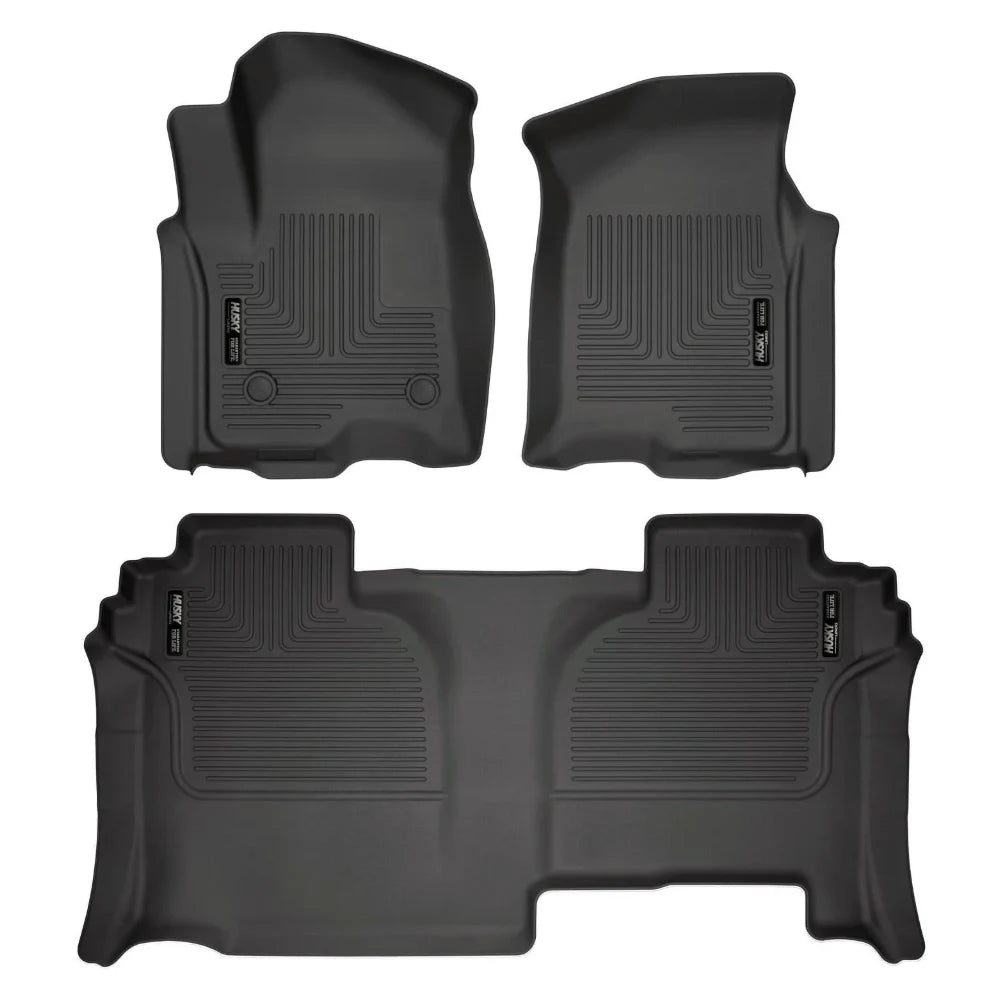 Husky Liners 19-23 GMC Sierra 1500 Double Cab Weatherbeater Black Front & 2nd Seat Floor Liners - Husky Liners HSL94031