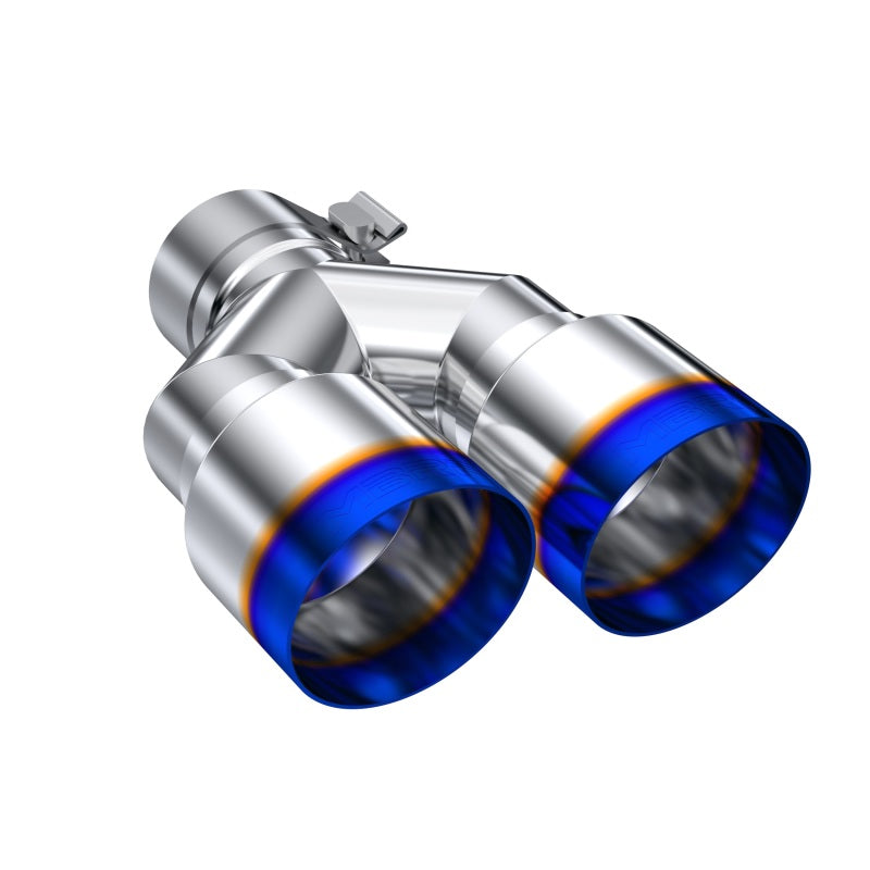 MBRPT5171BE-MBRP Burnt End Tip 2.5 ID, Dual 3.5 OD Out, 9.5 length, Single wall 304 Stainless Steel-Tail Pipes-MBRP