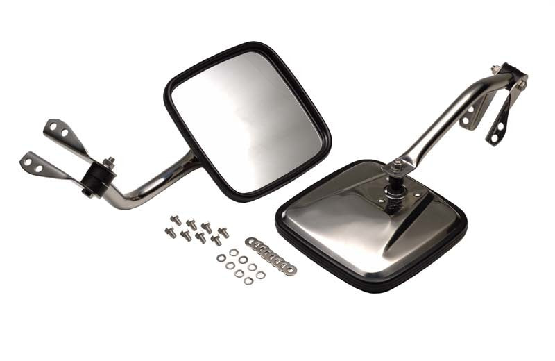 Kentrol 55-86 Jeep CJ Mirror Kit Pair - Polished Silver-Doors-Kentrol