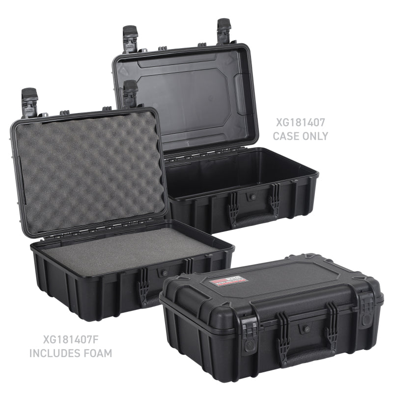 GORXG181407F-Go Rhino XVenture Gear Hard Case w/Foam - Medium 18in. / Lockable / IP67 - Tex. Black-Cargo Boxes & Bags-Go Rhino