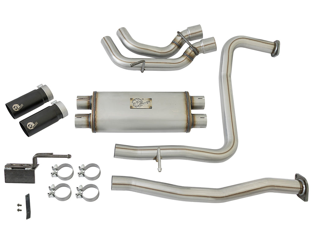 aFe aFe POWER Rebel Series 2-1/2in 409 SS Cat Back Exhaust w/ Black Tips 16-17 Nissan Titan V8 5.6L