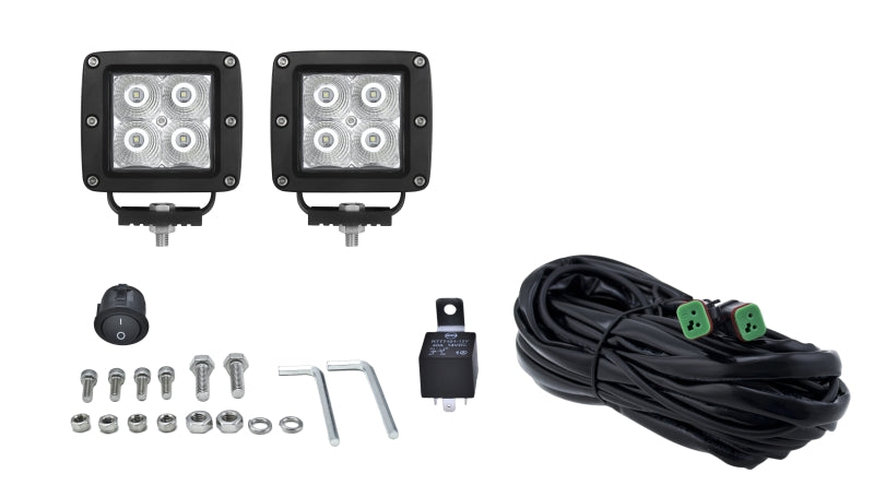 Hella HVF Cube 4 LED Off Road Kit - 3.1in 2X12W-Light Bars & Cubes-Hella
