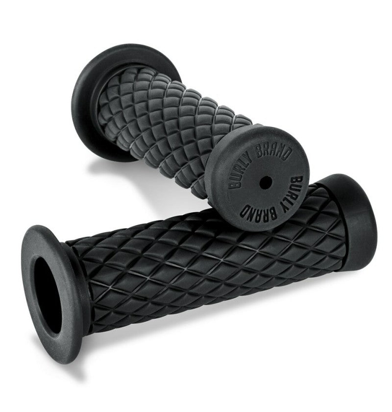 Burly Brand Rubber Diamondback Grips 1in - Black-Grips-Burly Brand
